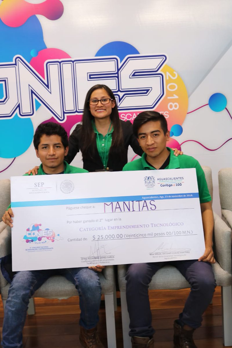 EsliPaola's tweet photo. #Manitas 2° lugar en #Conies2018 Aguascalientes categoría Emprendimiento Tecnológico, felicidades Hugo y Jesús @utvco @ticutvco https://t.co/Vxbv9UfOhi
