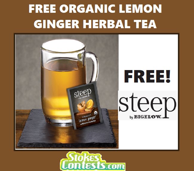 StokesUSFreebie's tweet photo. FREE Steep by Bigelow ORGANIC Lemon Ginger Herbal Tea🍵! CLICK HERE▶️▶️ https://t.co/fuaDmeRpgU #free #freebies #freestuff #freebiefriday #freestufffridays #steep #bigelow #organic #tea #herbal https://t.co/UowGfKJfk0