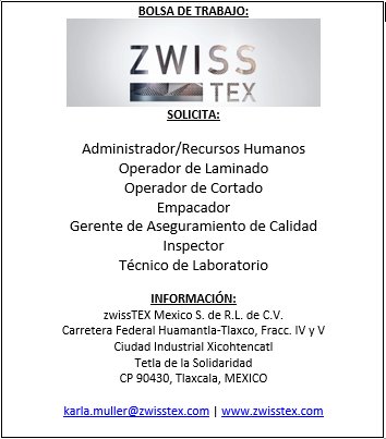 Bolsa de Trabajo Swisstex México