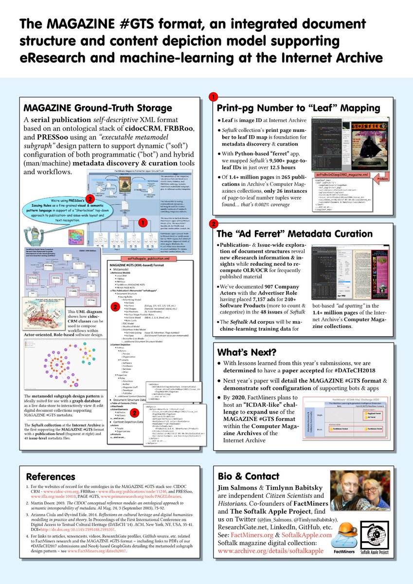 Jim_Salmons's tweet photo. Hi @AntoinDoucet &amp; @NewsEyeEU, here r links 2 my &amp; @TimlynnBabitsky's #DATeCH2017 #MAGAZINEgts papers. Our 1st as #CitzenScientists. Savaged by peer reviewers but thankfully invited 2 combine in poster. https://t.co/u2p7LLfHlF https://t.co/dFMH3klMfz  cc: @TimeMachineEU @DARIAHeu https://t.co/g3pk2Cl0QA