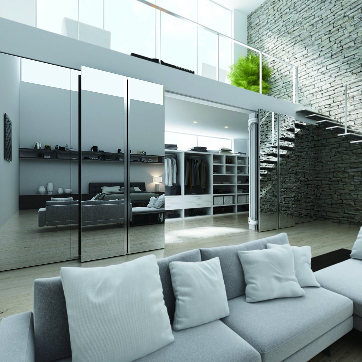 LIN-X is a great solution for large doors in studio apartments and bedrooms. The hinges open the door sideways in a small radius, then close it flush against the wall, avoiding furniture and decor in a tight space! Learn more here ow.ly/EldV30mGOYo #interiordesign