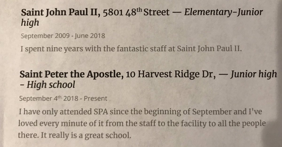 Great reviews given by my youngest on his two school communities found them when I looked over his resume  @ECSRDComms, <a href="/STJPIICATHOLIC/">St. JPII Catholic</a>, <a href="/SPACHS/">Stim Pachs</a>
