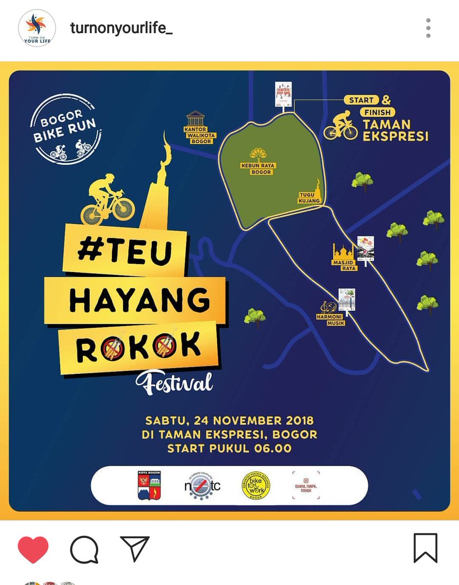 Halo Warga Kota Bogor! Hari ini <a href="/PemkotaBogor/">Pemerintah Kota Bogor</a> dan <a href="/BogorDinkes/">Dinkes Kota Bogor</a> mengadakan #TeuHayangRokok Festival dalam rangka komitmen Kota Bogor terhadap Kawasan Tanpa Rokok (KTR). #TunjukanWarnaAslimu #SuaraTanpaRokok