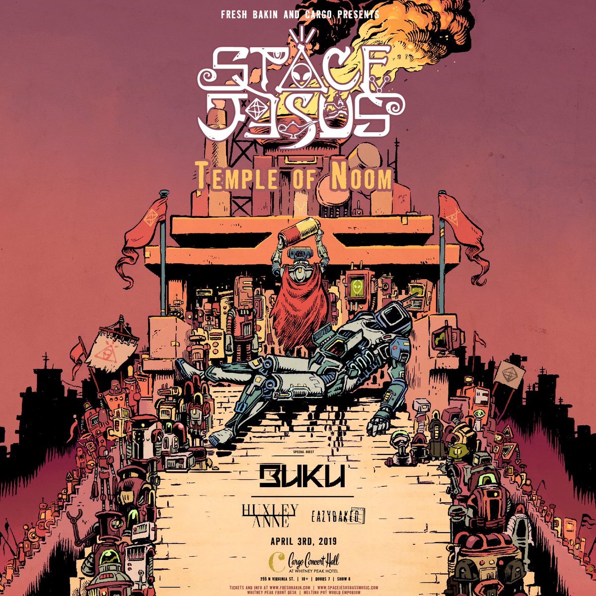 CargoReno's tweet image. 🔥Just Announced🔥 Space Jesus, Temple of Noom 2019 Tour is coming to #CargoReno on April 3rd!

Tickets on sale NOW! Reserve yours at cargoreno.com!

#SpaceJesus #RenoTahoe #TempleofNoom