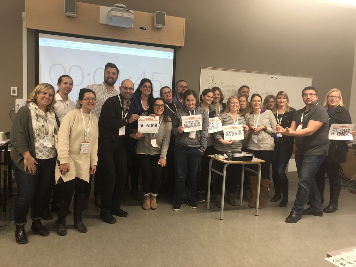 With one minute and 45 seconds left to go, this team broke out!!! Trustee Ryan Painter @votepainter helped out! <a href="/edtechteam/">EdTechTeam, Inc.</a> #sd61learn <a href="/breakoutEDU/">Breakout EDU</a>