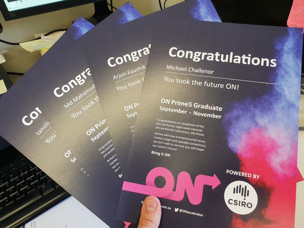 We are super proud of Tanzila, Eric and Hassan, our <a href="/iPREP_WA/">iPREP WA</a> team who have worked very hard with us over the last few months to take out the facilitators choice award for ONPrime 5 <a href="/ONaccelerator/">CSIRO’s ON Program</a> .
It's been an amazing journey.