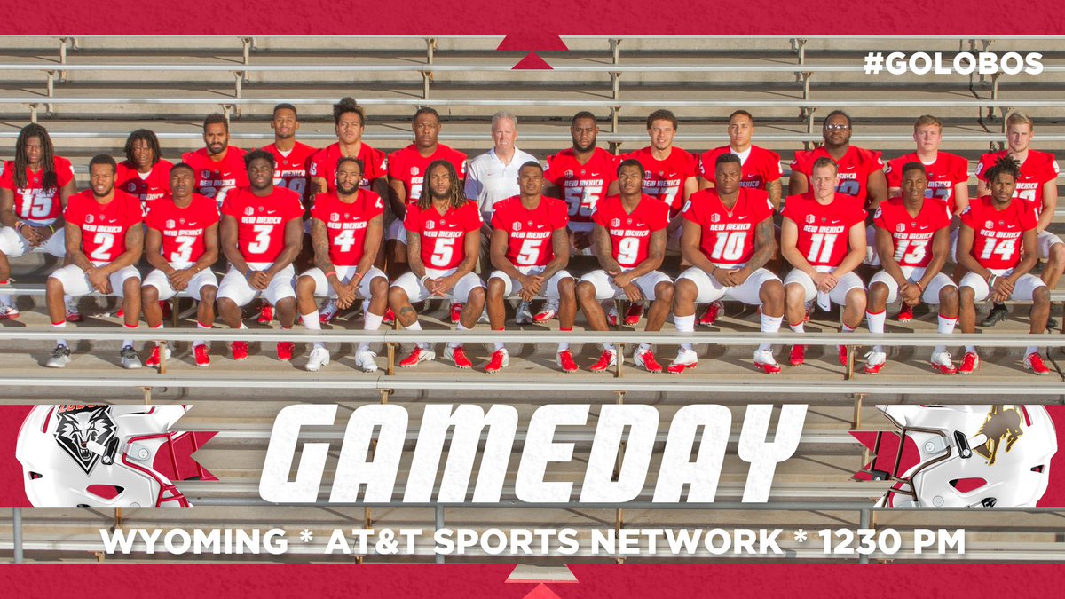 Senior Day!!!

🏈Game 12 of 12
🐺<a href="/UNMLoboFB/">New Mexico Football</a> vs. 🤠<a href="/wyo_football/">Wyoming Cowboy Football</a> 
⌚️12:30 p.m. MT
📍Dreamstyle Stadium
🧮 bit.ly/2QPszPx   
📺 AT&amp;T Sports Network  
📻 bit.ly/2P27iRg   
☀️ 63F

golobos.com/news/2018/11/2…