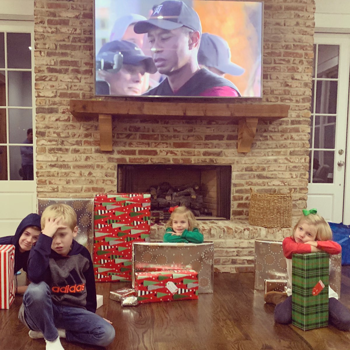 When you want to open your presents, but the adults are watching The Match! #thanksmas #thematch #PGATour <a href="/TigerWoods/">Tiger Woods</a> <a href="/PhilMickelson/">Phil Mickelson</a>