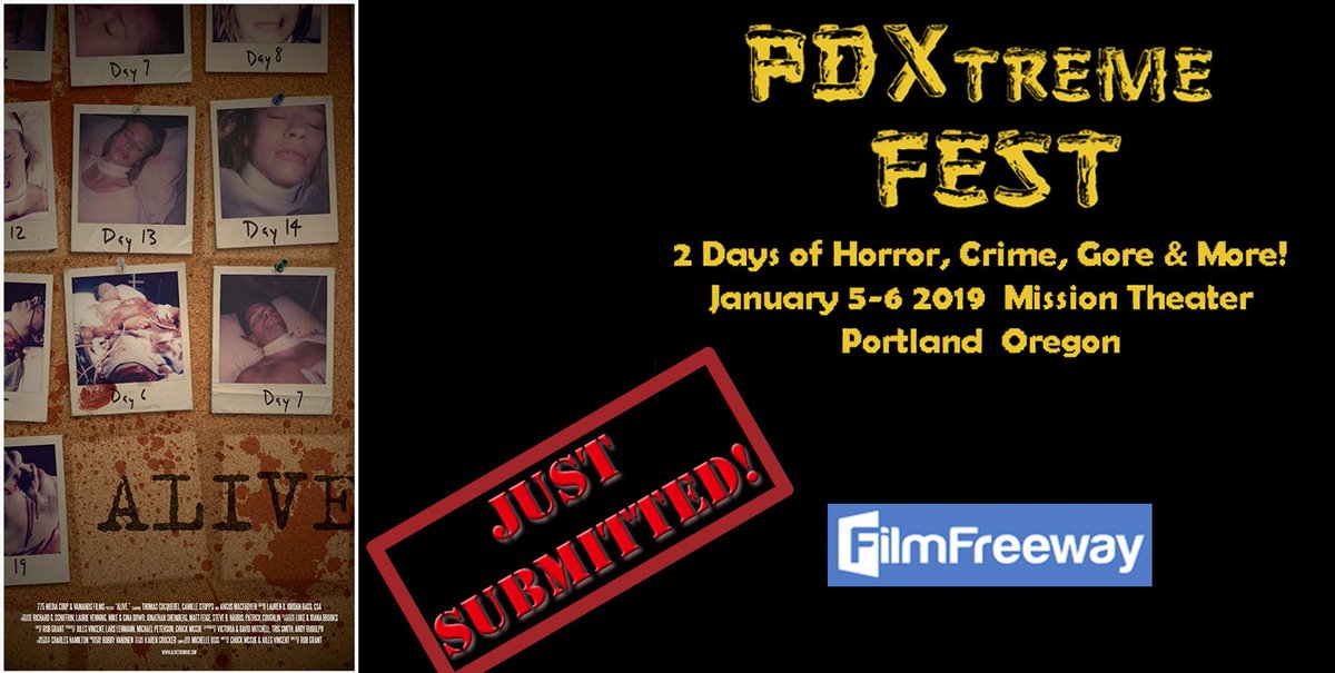 pdxtremefest's tweet photo. Trailer- https://t.co/3j0gIS2xv1 From dir. Rob Grant "Alive" Submit your genre film and get 20% off through Nov. 30th with promo code PDX20 @FilmFreeway https://t.co/4fJ0DWe9UI @Alivemovie20181 https://t.co/AAgZikWm7P