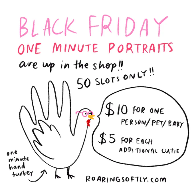 There's a fresh batch of one minute portrait slots in the shop for #blackfriday!!  Get `em while they're hot!! ? https://t.co/gdM3kzOwLY 