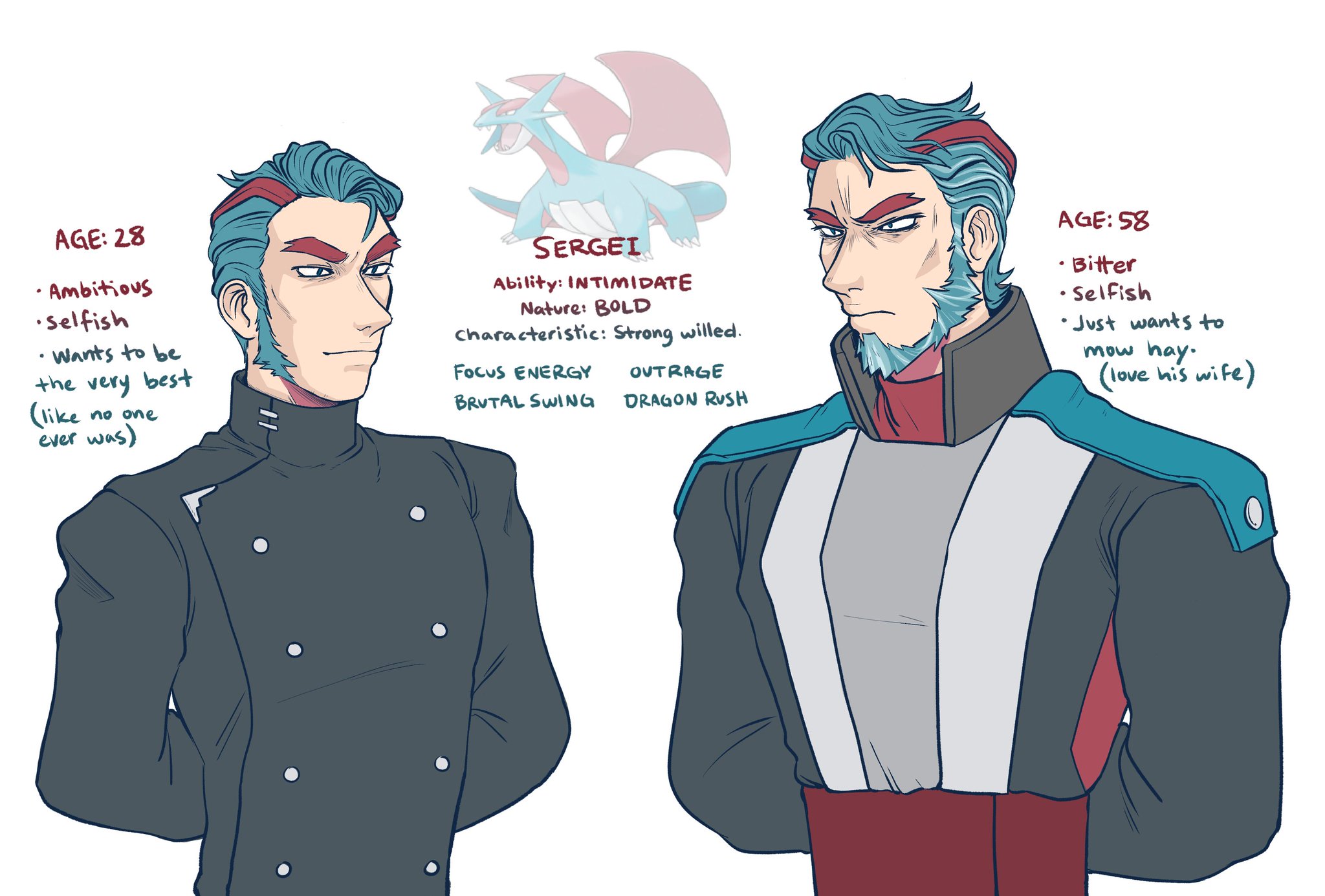 ray | kap on X: "another gijinka!! this is sergei the salamence! both when  he's a young'n and when he's an old grumpy mans https://t.co/qkatSmkhgW" / X