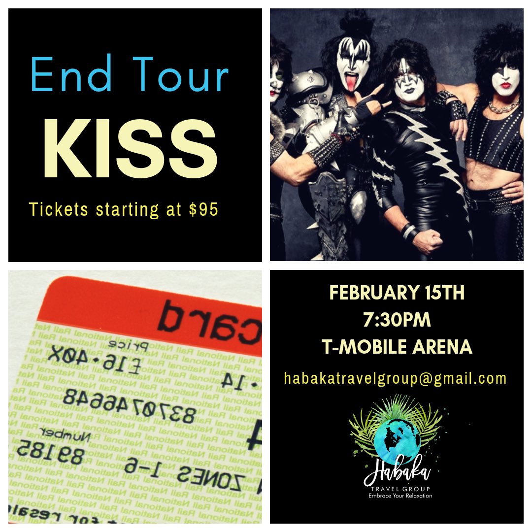 HabakaTravel's tweet photo. Coming to Vegas in February? Need KISS Tickets? DM Habaka Travel Group today! #travelholic #habakatravelgroup #letsgo #girlstrip https://t.co/r1EKVlFIL0