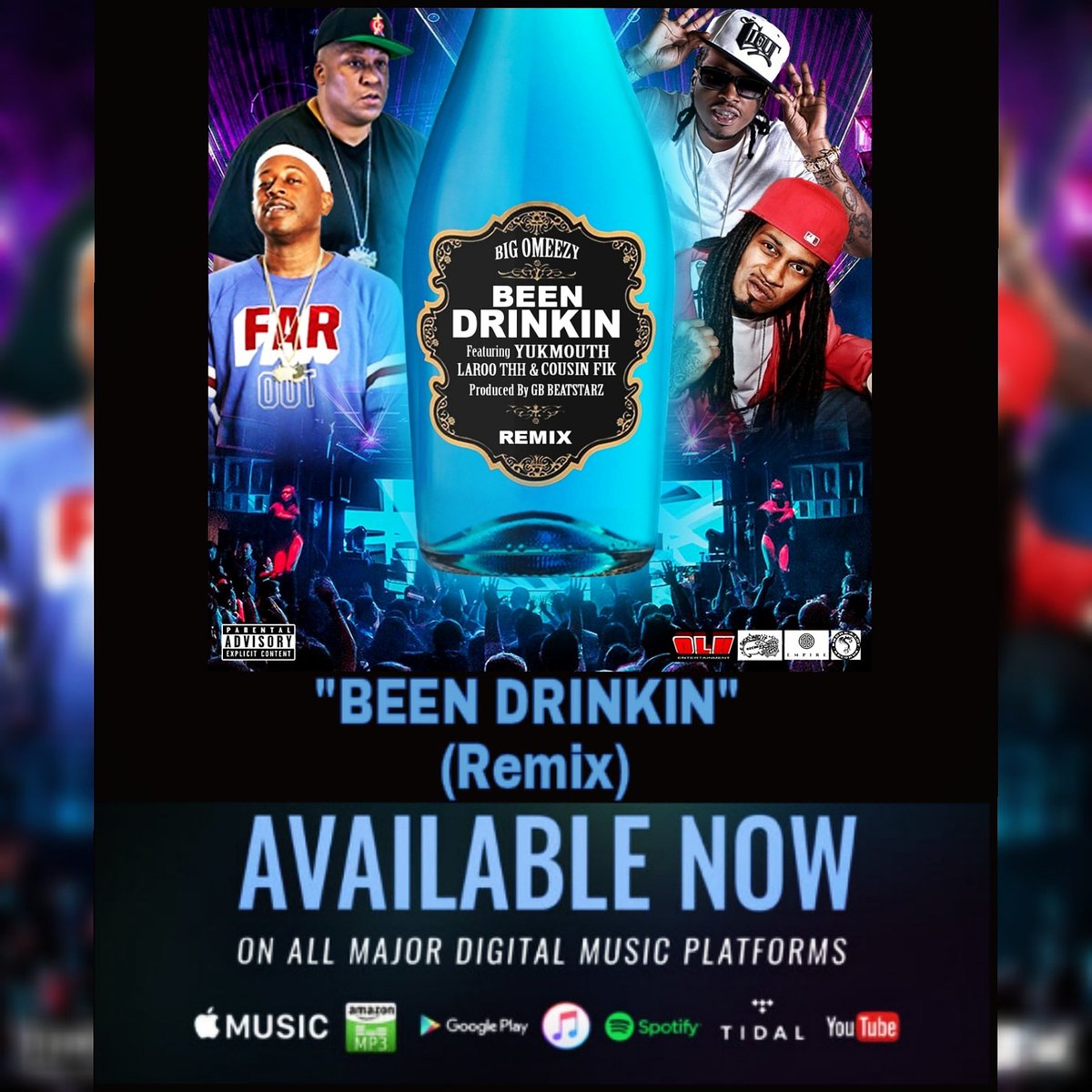 BigOmeezy's tweet image. #SlapAlert Available Now!!! 🌿🌿+🥃🥃 - BIG OMEEZY - &quot;BEEN DRINKIN&quot; (REMIX) FEAT. @regimegeneral #YukMouth , @djhittaslim #LarooThh , @cousinfik #CousinFik Prod by. @gregb6945  
#OLHEntertainment #SickWidItRecords #Empire #ITunes #GooglePlay #BlackFriday