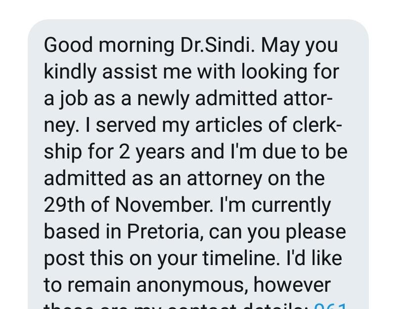 sindivanzyl's tweet photo. #DMToTL #JobSeeker #Attorney - kindly DM me if you're able to advise further and/or assist #SharingIsCaring https://t.co/29ZuwqSRqz