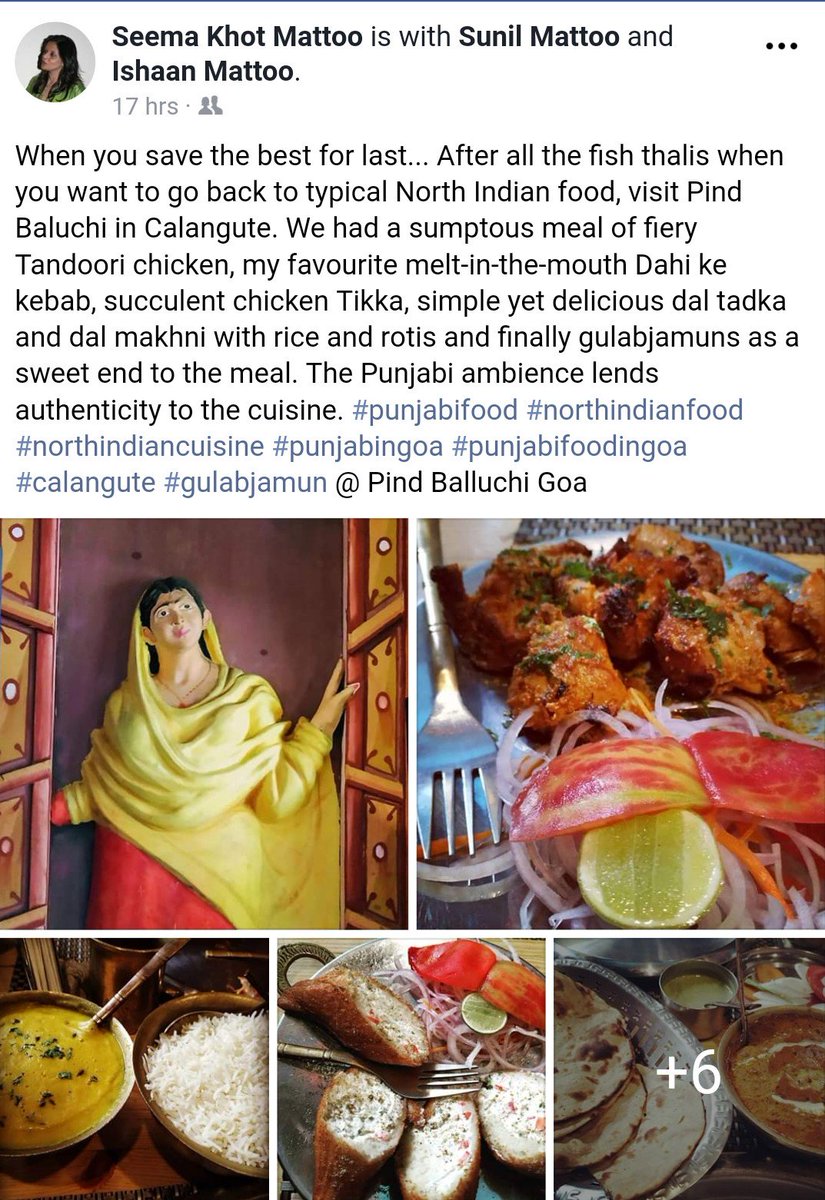 PindBalluchiGoa's tweet photo. Thank you Seema Khot Mattoo and family for saving the best for last...
#punjabifood #northindianfood #northindiancuisine #pind #Goa #pindingoa #pindballuchigoa #punjabifoodingoa #familytravel #FriendshipGoals #holiday2018 https://t.co/4YsJVJ8B1J