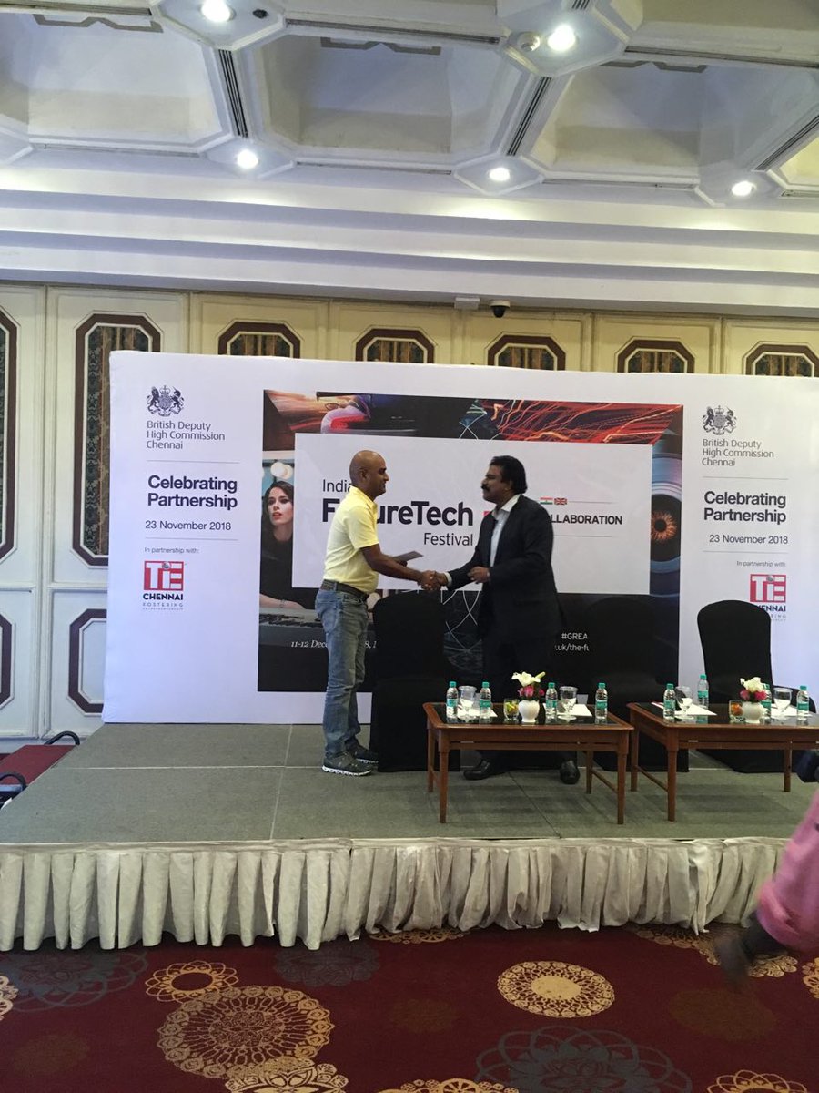 slashdr's tweet photo. We presented our case at the Chennai TechFest (organised by British Dy High Commission &amp; TiE), and won the award for being the best, among 32 startup-pers. Award presented by @santynits 

Next stop: New Delhi 🎼 https://t.co/qiAD3yYf50