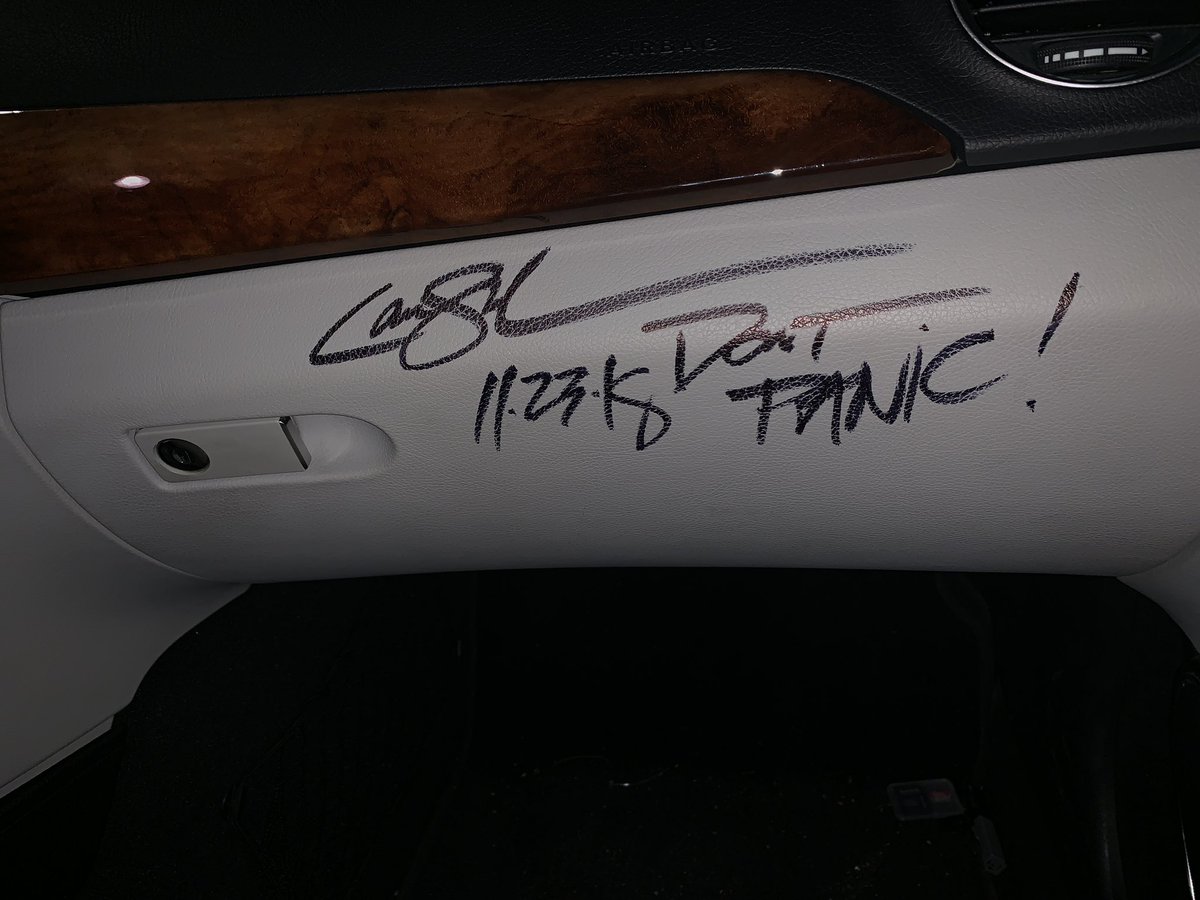 beatherhailey's tweet photo. LAUREN FUCKING SANDERSON SIGNED MY MF CAR @LaurenSanderson thank u for all you do, 1st asking you to ask my gf out for me in 2016, to 2018 asking you to sign my MF Benz I LOVE YOU BITCH https://t.co/nEhvx8sh3A