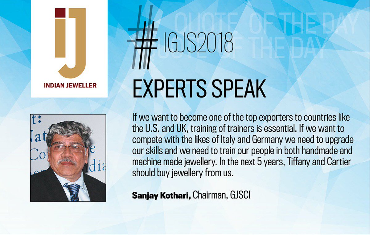 IndianJeweller's tweet photo. #ExpertsSpeak
Sanjay Kothari, Chairman, GJSCI speaks at the Session IV of Day 2 at India Gold & Jewellery Summit in New Delhi
#IGJS2018 #gold #jewellery #manufacturing #India #skills #Training @GJSCI @GJEPCIndia @GOLDCOUNCIL @MMTCPAMP https://t.co/vGBn816Awv