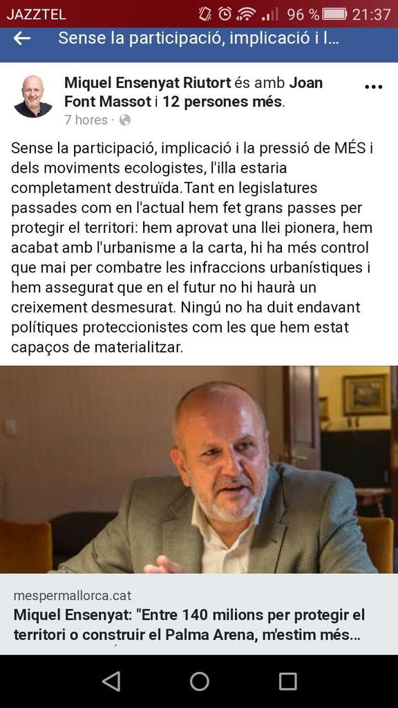 Amb tots els respectes President, podeu concretar què heu protegit? Podeu anomenar un sol topònim o lloc? No, perquè no heu protegit 1 metre en 4 anys, de fet heu votat contra la protecció del rústic, mentre aprovaveu 42.000 places turístiques, milers de xalets i autopistes. Prou
