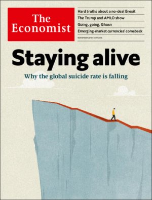 MaxCRoser's tweet photo. @OurWorldInData The Economist chose this as the topic of this week’s cover story.

They discuss some reasons
(https://t.co/B3Nt9AmMwe):
– less alcoholism
– tradition loosing its grip
– restricting the means to suicide (most toxic pesticides, guns)
– higher incomes and better care for old people https://t.co/I0dPVOFj5s