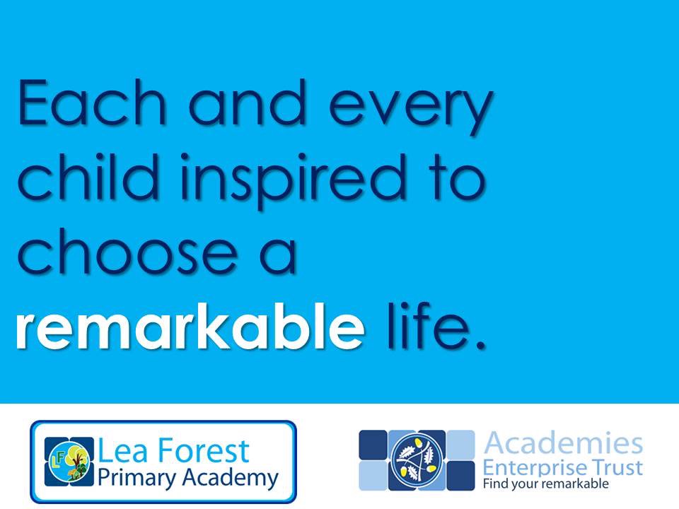 Our vision is quite simple we want each and every child to be inspired to choose a #remarkable life. #findyourremarkable #AmazingLeaForest #OneAET @AETAcademies <a href="/CareersAET/">Lift Schools Jobs</a>  <a href="/AETmaths/">AETCurriculum</a> @LeadLitTweet <a href="/AETscience/">AET Science</a>
