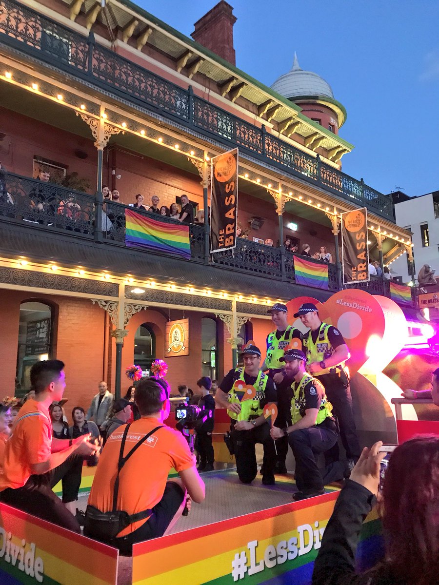 Bankwest's tweet photo. The party before the parade! Get your photo on the #LessDivide float @pridewa. 🌈😍 https://t.co/Fe3ZH2gF4x