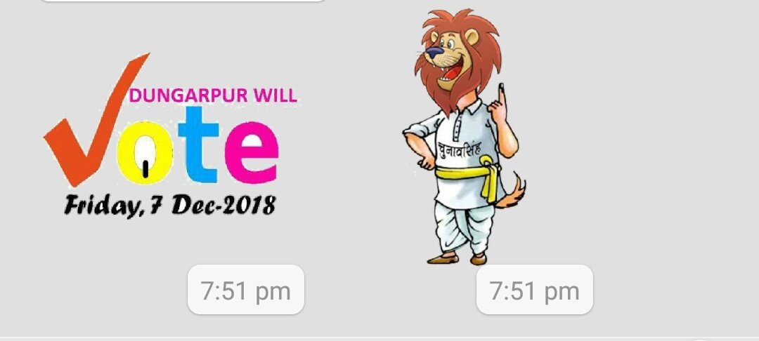 SveepD's tweet photo. Digitalized SVEEP Dungarpur 
 what's app sticker द्वारा मतदाता जागरूकता का संदेश # चुनावसिंह # https://t.co/HqkZ9pH8bS