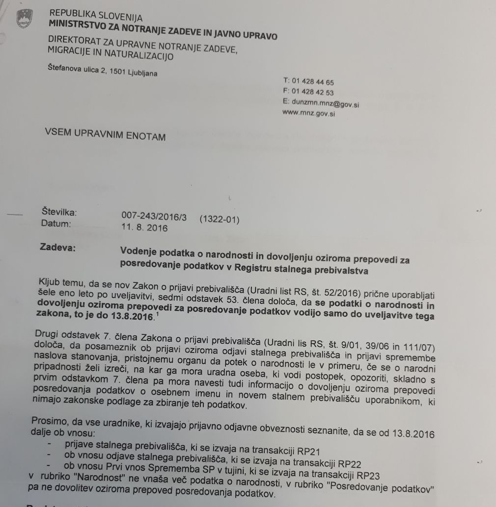 JozeBiscak's tweet image. Neverjetno: država v imenu nekakšnega internacionalizma v praksi ukinja kategorijo narodnosti; je to povezano tudi z navalom tujcev na prijavo stalnega bivališča v Ljubljani za potrebe Zorana Jankovića? demokracija.si/fokus/neverjet…