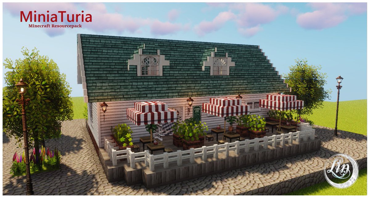 凜 配布予定のリソースパック Minia Turia でアメリカンダイナー風レストランを建築しました 可愛くて素敵なリソパです 配布をお楽しみに Minecraft Miniaturia Test Miniaturia T Co Seau10jlop