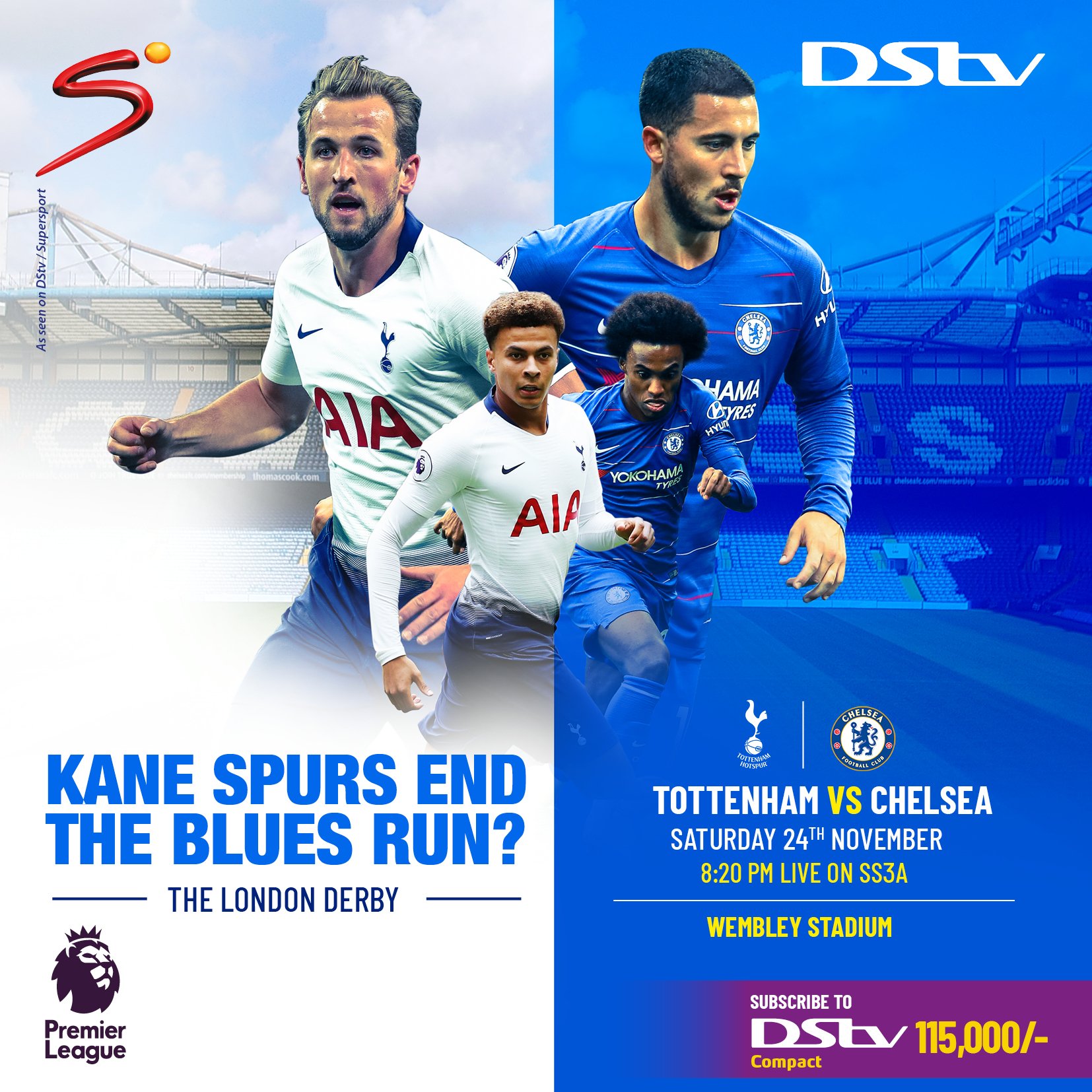 DStv Uganda on X There s SIX LIVE matches from the Premier League coming your way today culminating in a London Derby between Spurs and Chelsea. Stay connected or upgrade to DStvCompact and