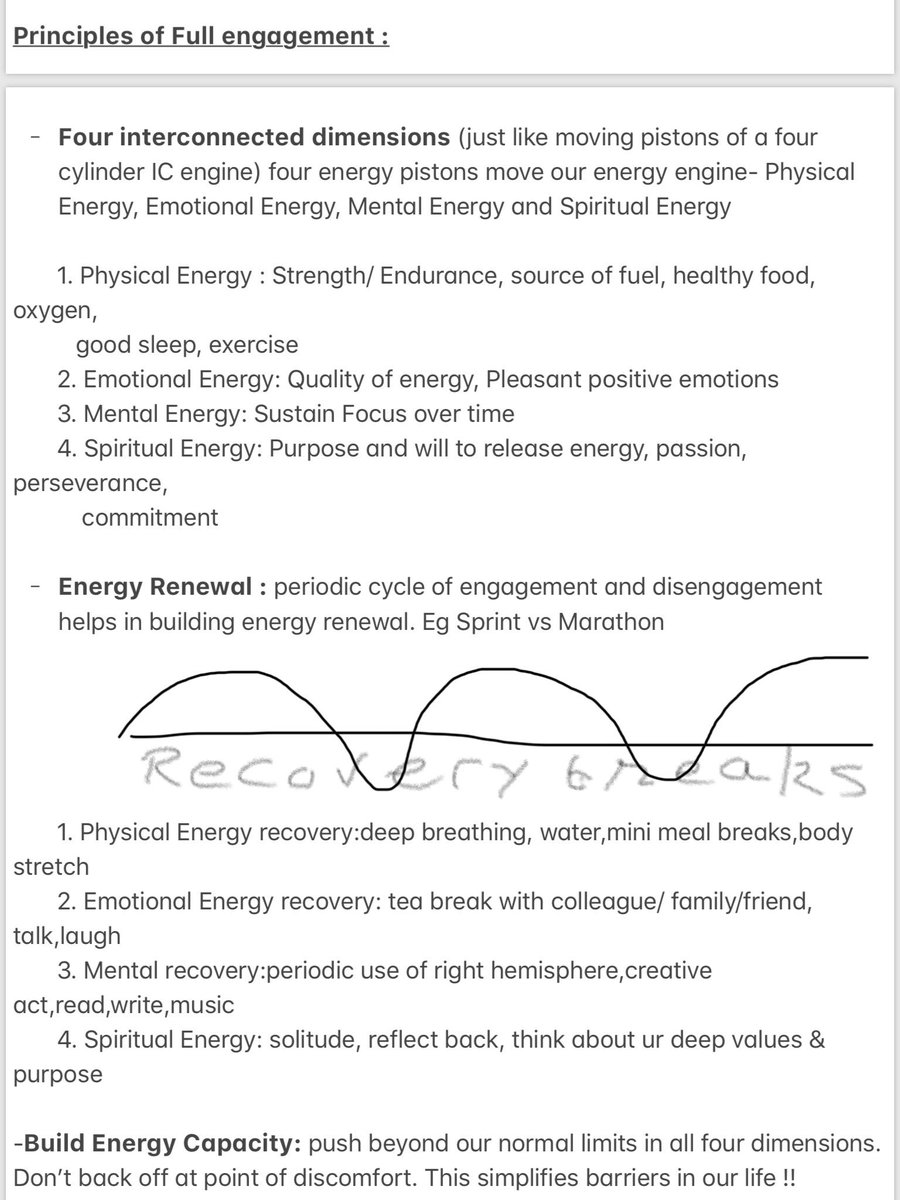 LokeshSpeaks's tweet photo. Managing ‘Energy’ and not Time is the key to Full Engagement. Multi-dimensionality of energy beautifully described by authors. #BookinMyHand #MyBookNotes Thanks @N_Sethi for recommending https://t.co/LtImr3RPNF