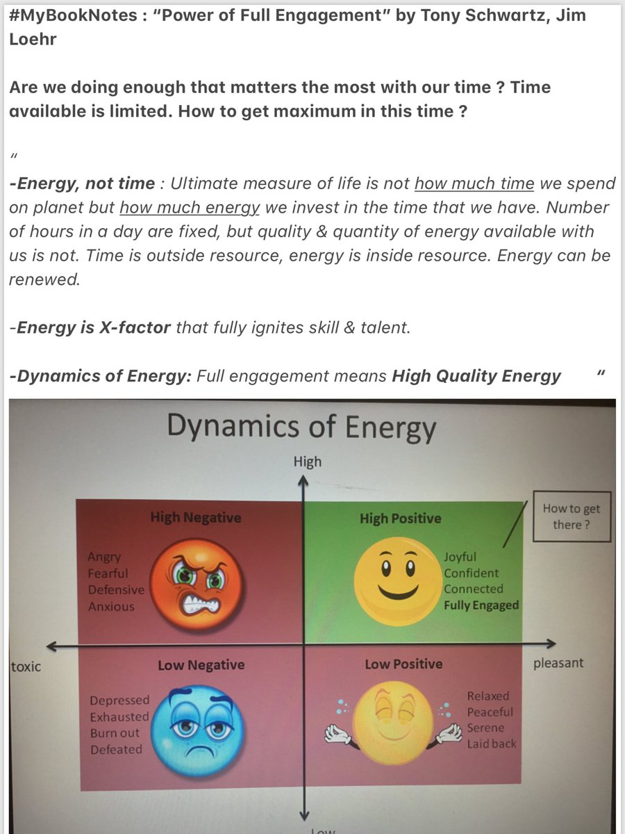 LokeshSpeaks's tweet photo. Managing ‘Energy’ and not Time is the key to Full Engagement. Multi-dimensionality of energy beautifully described by authors. #BookinMyHand #MyBookNotes Thanks @N_Sethi for recommending https://t.co/LtImr3RPNF