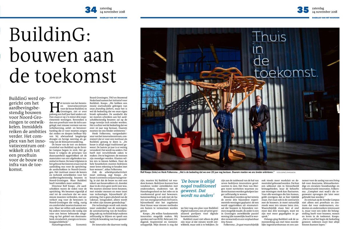 BuildinGron's tweet image. Mooi stuk in de krant: trots om te werken aan thuis in de toekomst!