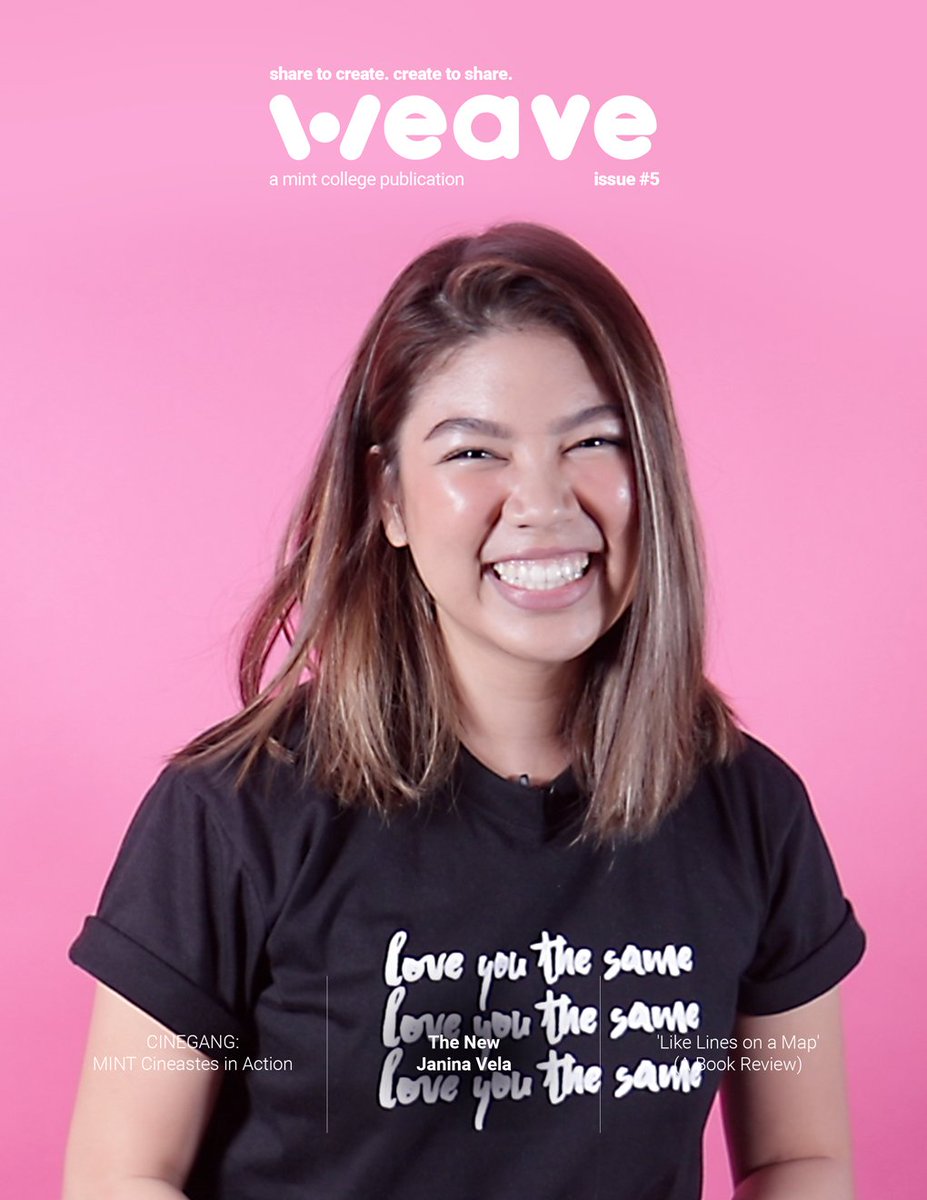 mintschool's tweet photo. Weave 5th issue is out!
Check out our stories this issue at https://t.co/77xm16HtkS:
- 'Like Lines on a Map': A Book Review
- The New Janina Vela
- CINEGANG: MINT Cineastes in Action
Enjoy!
#WeaveMag #TheresNoStoppingMINT https://t.co/JdhaTJe9k7