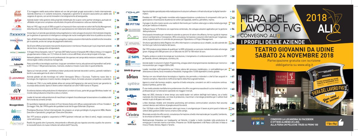 Alig_it's tweet photo. Come orientarsi alla Fiera del Lavoro? Ecco la mappa con i profili di tutte le imprese presenti!
#ALIg2018 #FieraLavoroFVG #FieraLavoro18 https://t.co/xJwitTOGrz