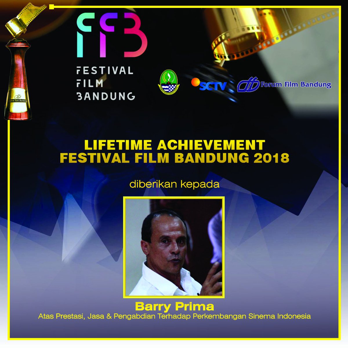 ffb87's tweet photo. Our 2nd LIFETIME ACHIEVEMENT AWARD #FFB2018 Goes To “Barry Prima”
@realbarryprima #PuncakFFB2018 #FFB31 https://t.co/8ZtyI8fVEK