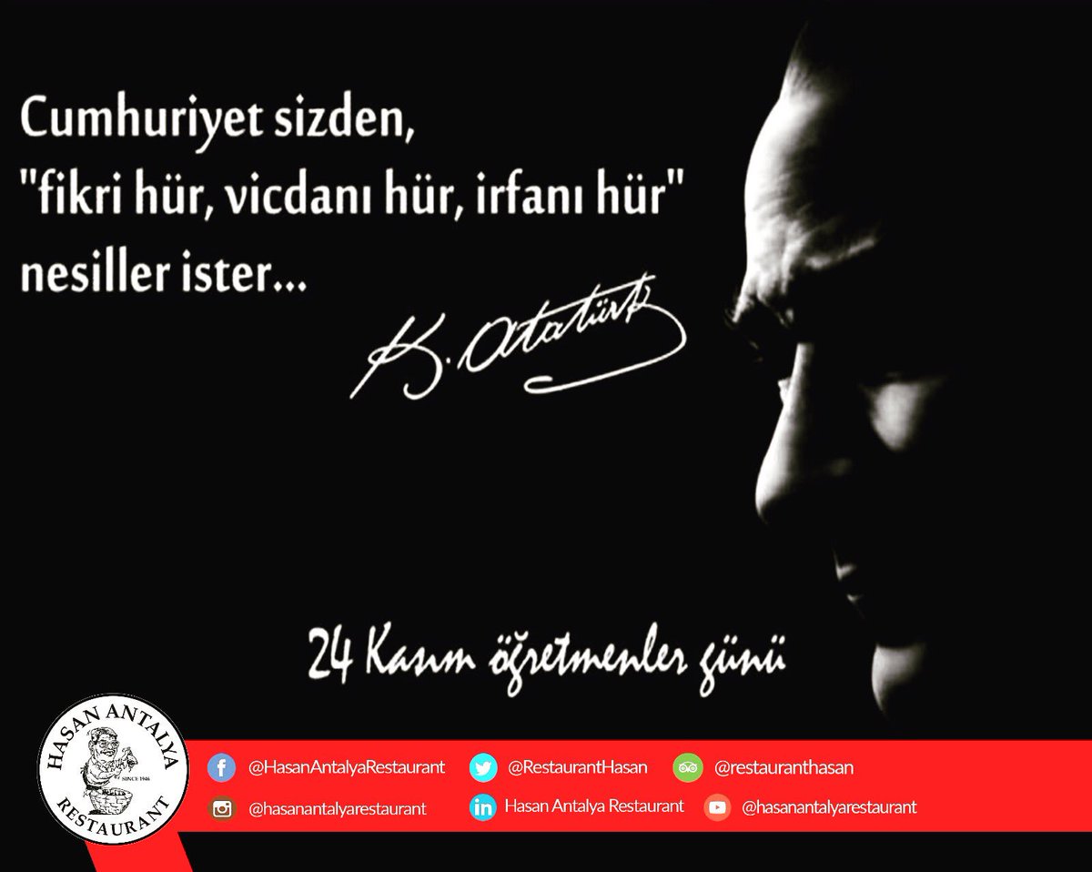 Planınız bir yıl içinse pirinç ekin, on yıl içinse ağaç dikin, yüz yıl için ise insanları eğitin. Öğretmenler gününüz kutlu olsun.

#öğretmenlergünü #24kasım