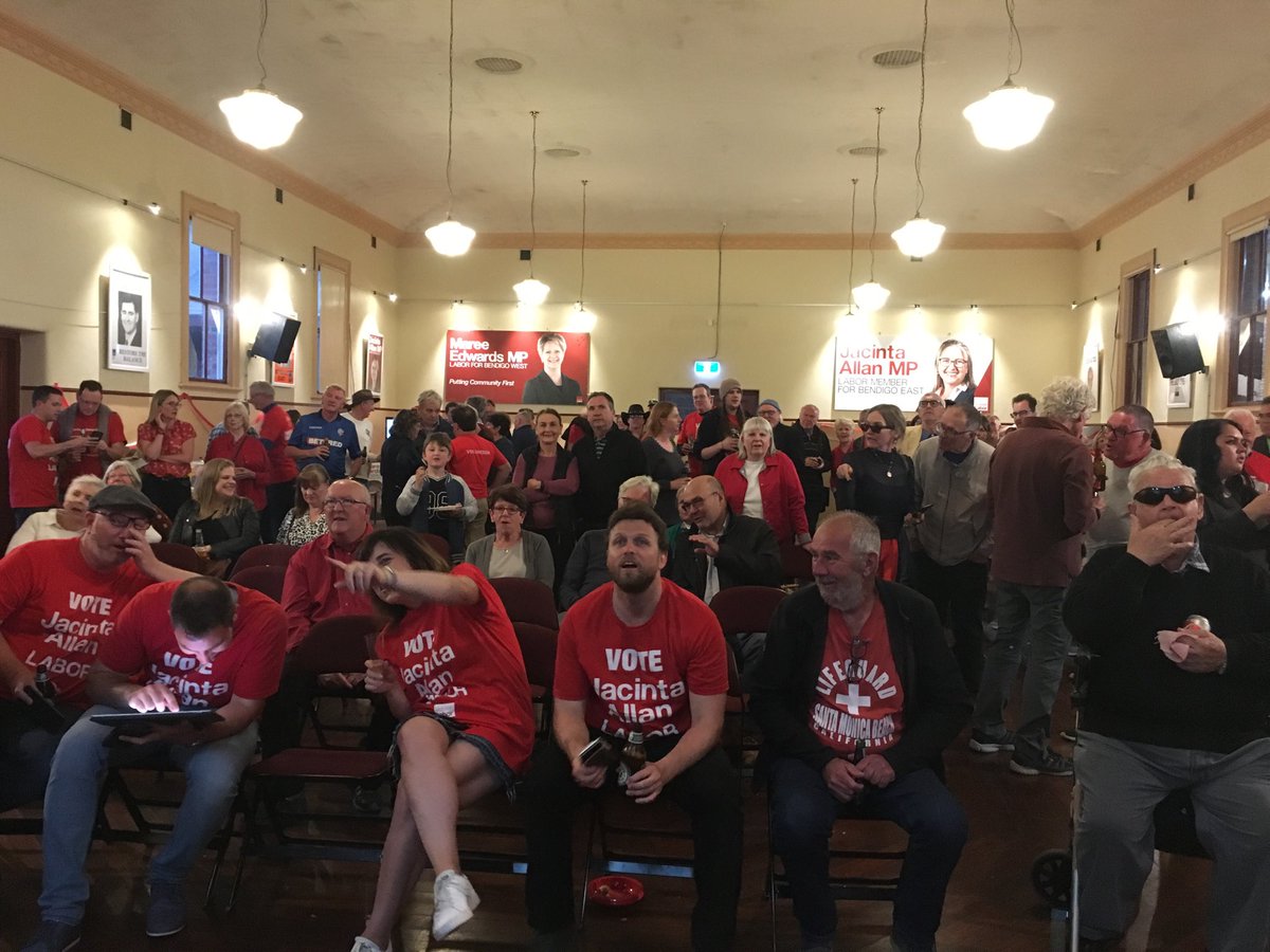 AdamHolmes010's tweet photo. Waiting on speeches at Trades Hall, Jacinta Allan and Maree Edwards with clear swings. I’ll stream them live on ⁦@BgoAddy⁩ Facebook page https://t.co/WEUfr0enIC