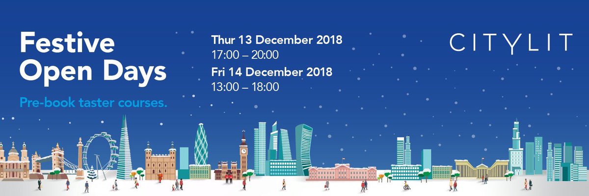 Inspire your passions &amp; get creative at our special Festive Open Days at <a href="/citylit/">City Lit</a> on Thur 13 and Fri 14 Dec. Visit our website to browse and book our broad selection of taster courses, inc. bauble &amp; gift wrap making, &amp; our infamous #curiouscourses citylit.ac.uk/opendays