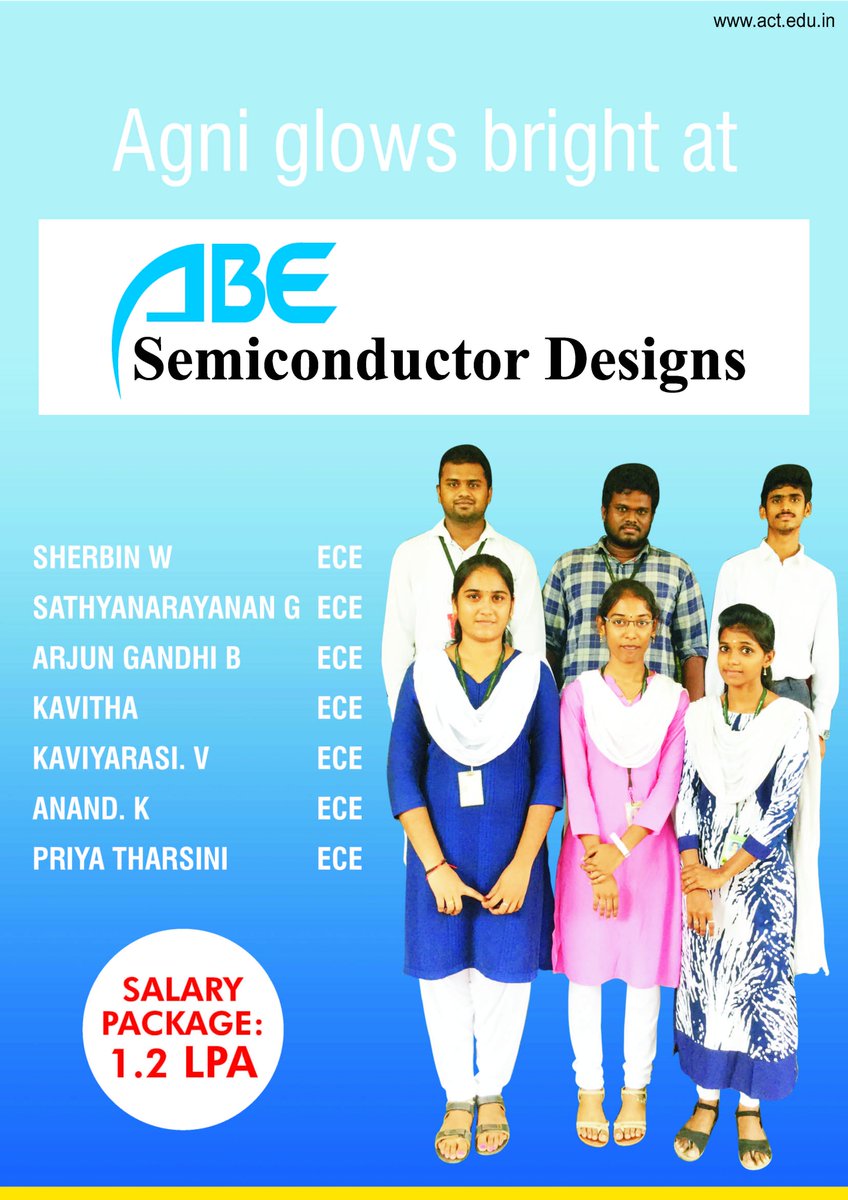 ActAgni's tweet photo. Congrats on your placement with ABE Semi conductors #Agni #placement #campus #placement2018 #agnicampus #industries #training https://t.co/DRNccqfYm1 https://t.co/j6skuE3wgE