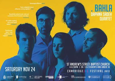 Bahla_UK's tweet photo. We're at @CamJazzFest today! 4pm-6:30pm at St. Andrews street Baptist Church https://t.co/tWZJLO5AcR