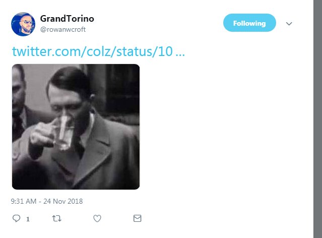 Croft this morning tweeting images of Hitler. As a self promoter, he sure does crave attention from anti-racists in Ireland.