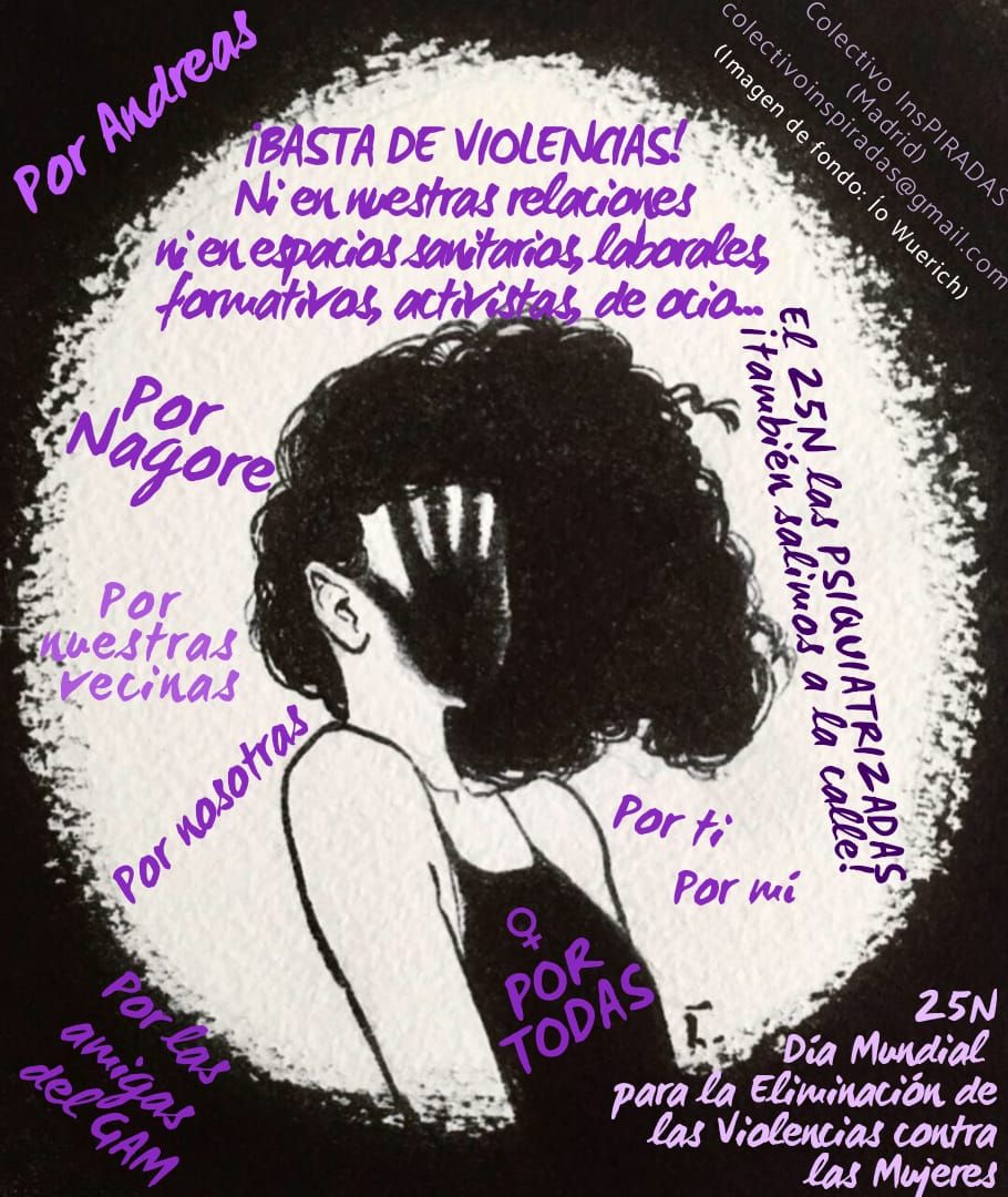 "Exigimos transparencia y credibilidad cuando denunciamos violencia machista o violencia sexual, dentro y fuera del sistema sanitario. Exigimos que se respeten nuestros derechos, que cesen las torturas, que se rompa el silencio al que nos pretenden condenar"
<a href="/OrgulloLocoMad/">Orgullo Loco Madrid</a>