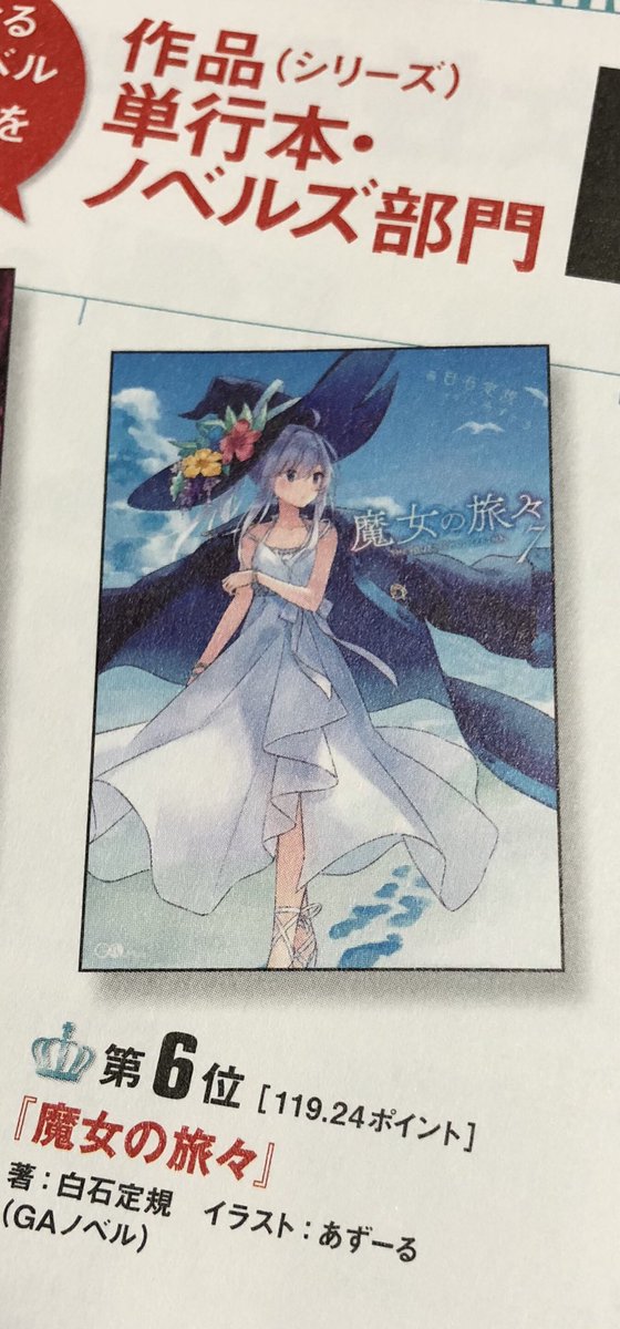 白石定規 22年1月 魔女の旅々 リリエール このラノ 単行本 ノベル部門総合6位 好きな女性キャラランクでイレイナさん10位 好きなイラストレーターランキングであずーる先生が13位 ぜんぶ去年よりランクアップしててうわああああああああ