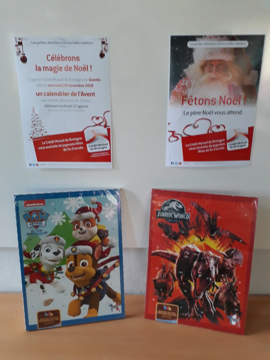 Le crédit mutuel de Quintin attend les sociétaires mercredi 28 novembre 2018.allez les enfants nous allons attendre à vos côtés l'arrivée du père noël 😍