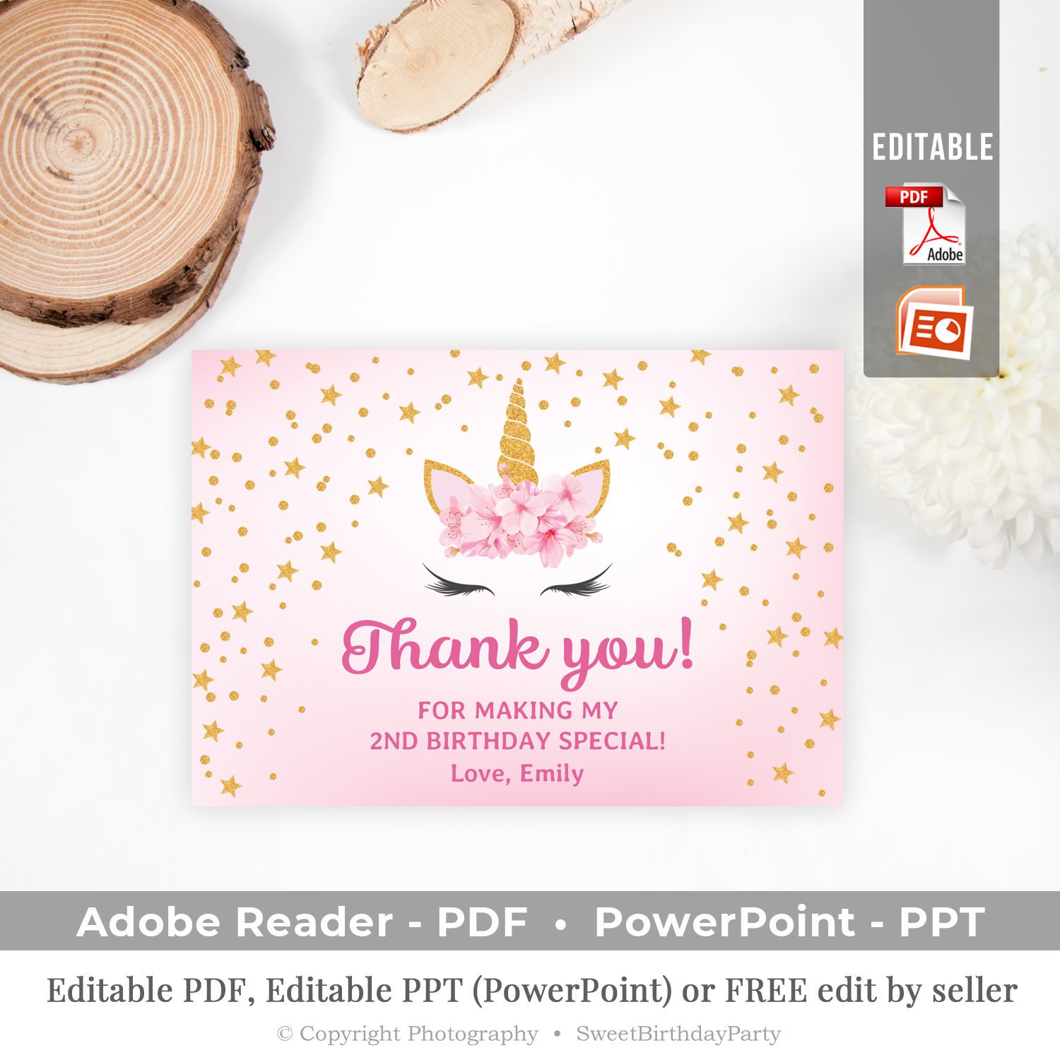 تويتر  Violeta على تويتر: "Editable Birthday Thank you Card Intended For Powerpoint Thank You Card Template