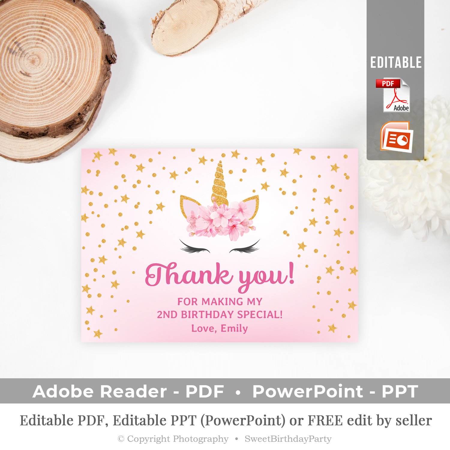 Ο χρήστης Violeta στο Twitter: "Editable Birthday Thank you Card Intended For Powerpoint Thank You Card Template