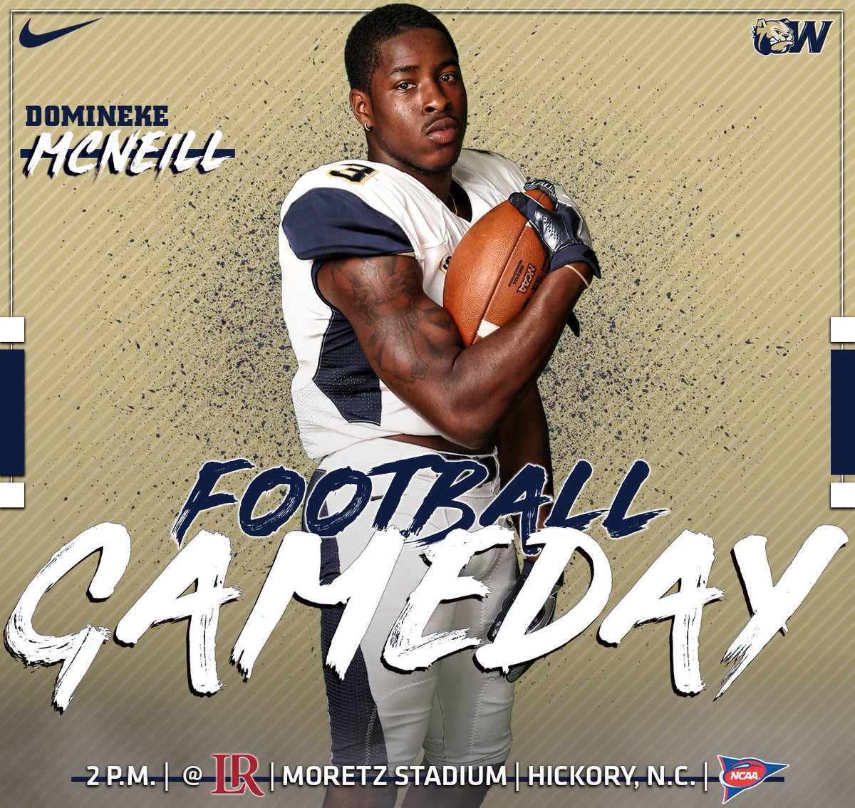 GAMEDAY for @WingateFootball🏈!!
🆚 @BearsSports (Region Semis)
📍 Hickory, NC
⏰ 2 PM
📽️ http://bit.ly/WUFBatLR
📊 http://bit.ly/WUFBatLR
📰 http://bit.ly/WUGameDayNov24
#OneDog #WUFB