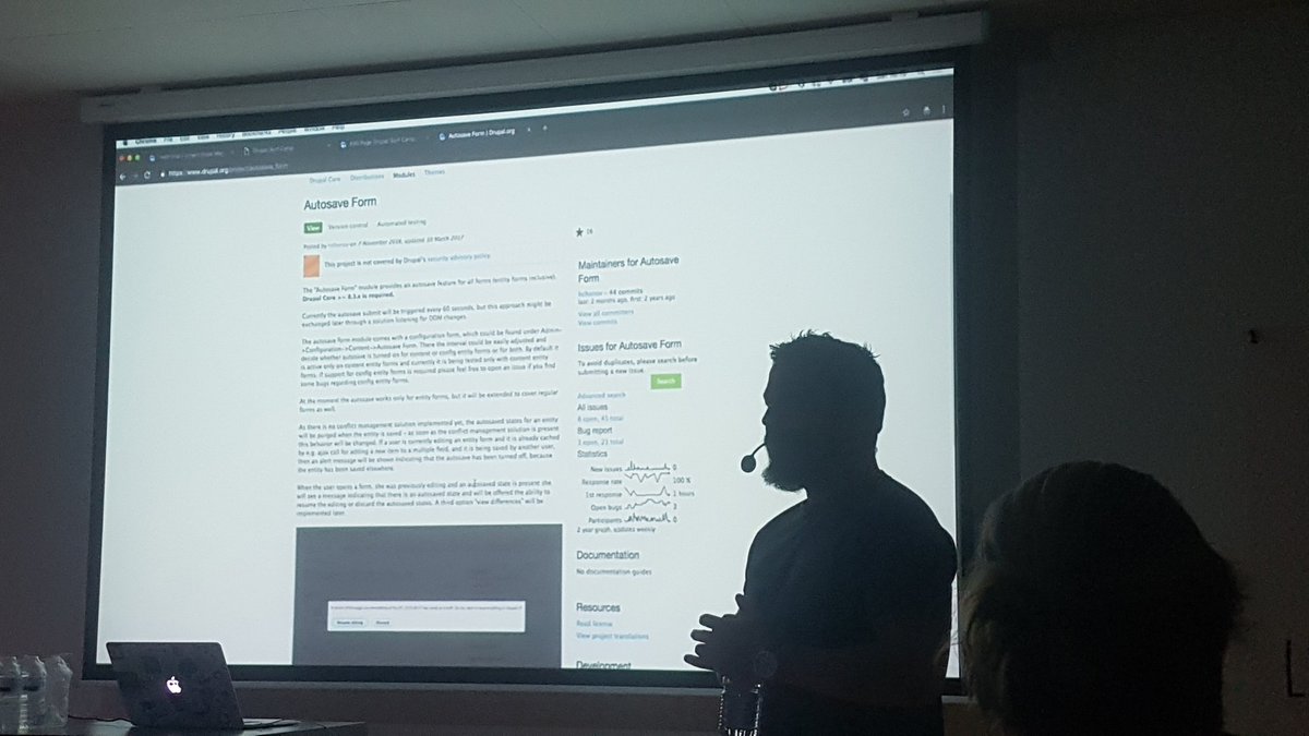 hchonov's tweet image. Promoting the autosave_form module @drupalcampbe even without holding a dedicated session. @rteijeiro++ for opening the d.o. page of the module during the Q&A of the great session about editorial experience ;) #drupalcampbe