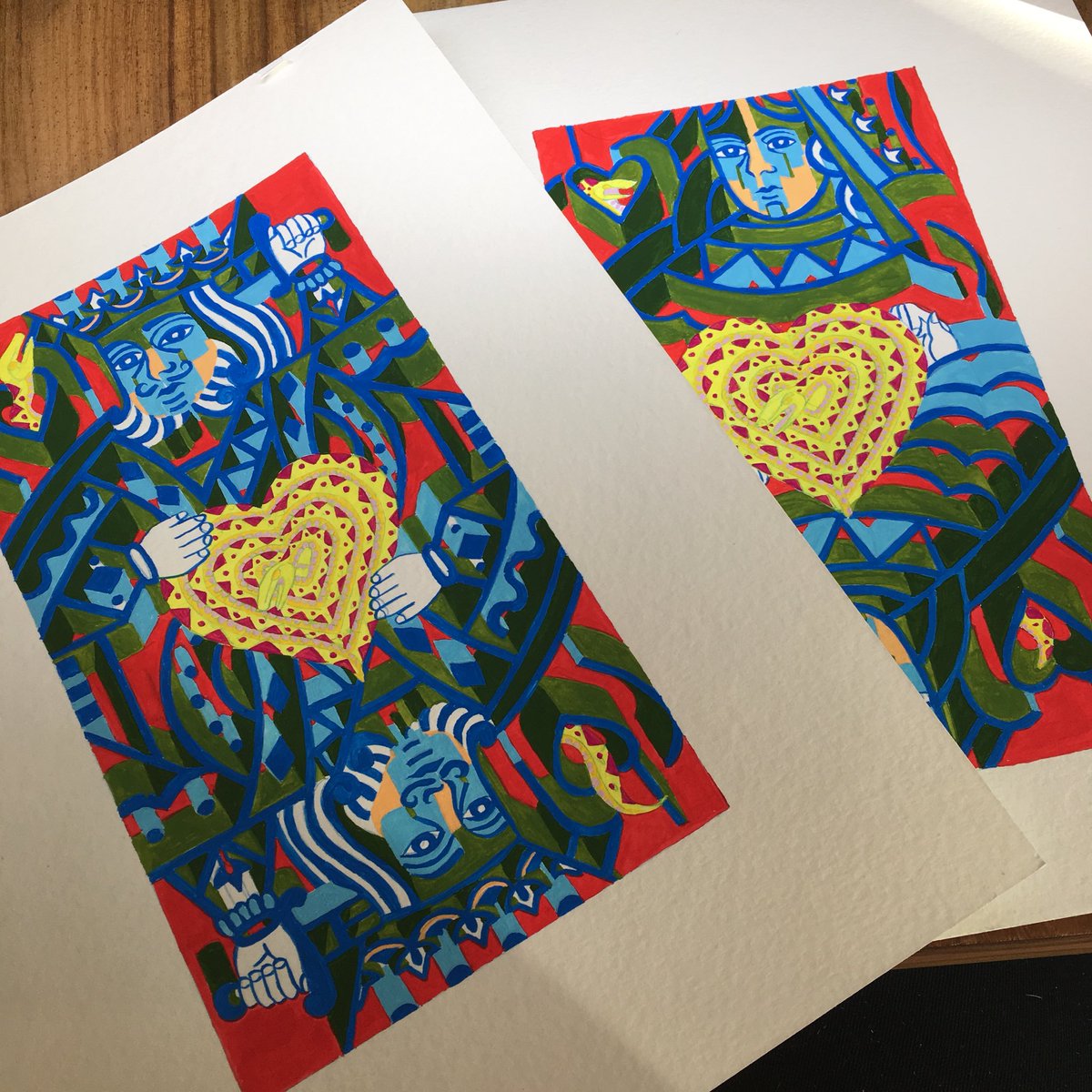 JesFortner's tweet image. Playing around with some #carddesigns
•
•
#jesfortnerillustration #design #painting #queenofhearts #kingofhearts #carddeck #playingcards #acrylgoauche #torontoillustrator #womenwhodraw #torontoart #torontoartists
